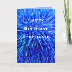 Happy Birthday, Blue Abstract Floral Greeting Card