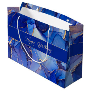 Happy Birthday Blue Abstract Large Gift Bag