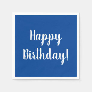 Happy Birthday Blue and White Birthday Party Napkin