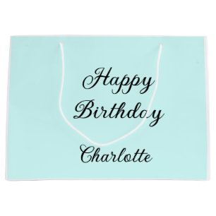 Happy birthday blue background name stylish elegan large gift bag