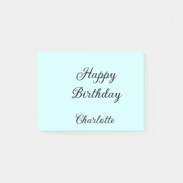 Happy birthday blue background name stylish elegan post-it notes (Front)