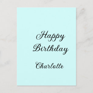 Happy birthday blue background name stylish elegan postcard