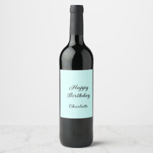 Happy birthday blue background name stylish elegan wine label