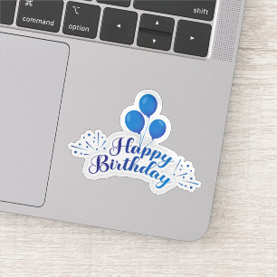Happy birthday blue balloons sticker