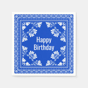 Happy Birthday Blue Bandanna Napkin