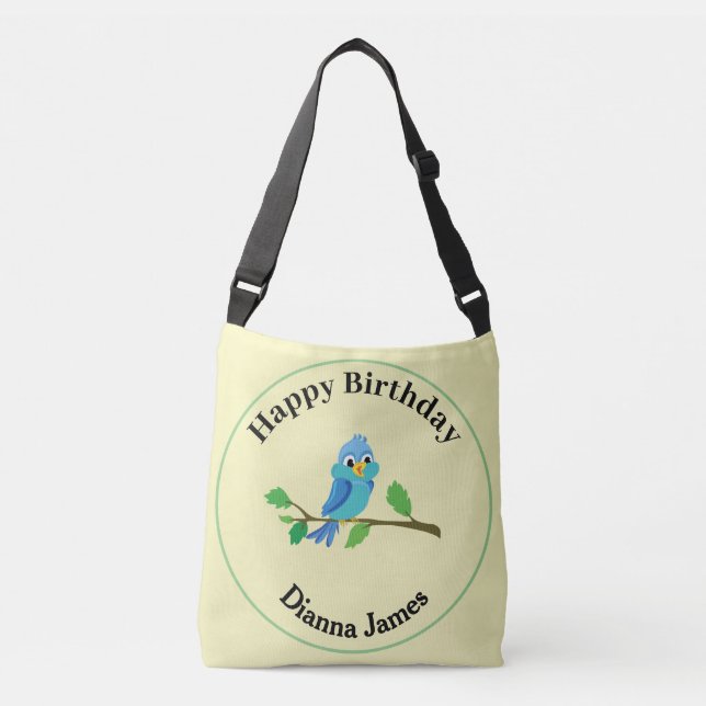 Happy birthday | blue bird crossbody bag (Front)