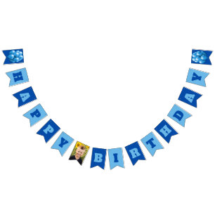 Happy Birthday Blue Boys Party Photo Bunting