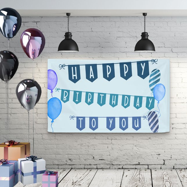 Happy Birthday Blue Bunting and Balloons Banner (Creator Uploaded)