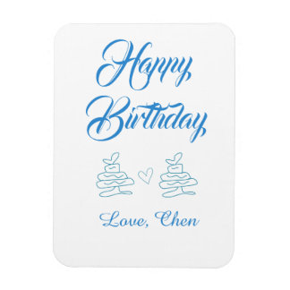 happy birthday blue cake heart name love pastel  magnet