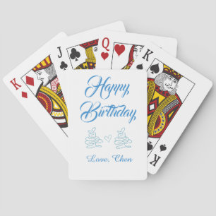 happy birthday blue cake heart name love pastel playing cards