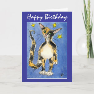 Happy Birthday Blue Cat greeting card