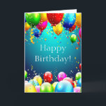 Happy Birthday - Blue Coloured Balloons - Customis Card<br><div class="desc">Happy Birthday - Blue Coloured Balloons - Customise 1.  Front of Card - you can customise your Birthday Wishes 2.  Inside of Card - customise your birthday message or leave blank and hand write one in.</div>