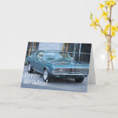 Happy Birthday Blue Cougar Automobile card (Yellow Flower)