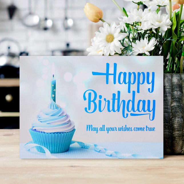Happy Birthday Blue Cupcake Birthday Card (Happy Birthday Blue Cupcake Birthday Card)