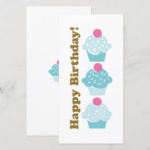 Happy Birthday Blue Cupcake Card