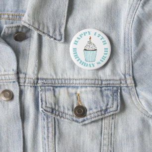 Happy Birthday Blue Cupcake Sprinkles Frosting 6 Cm Round Badge