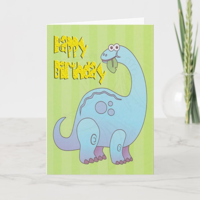 Happy Birthday Blue Dinosaur Card (Front)
