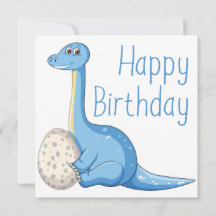 Happy Birthday Blue Dinosaur Greeting Card
