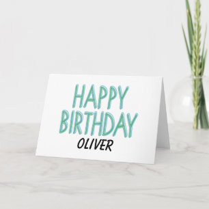 Happy Birthday Blue Green Markers Personalise Name Card