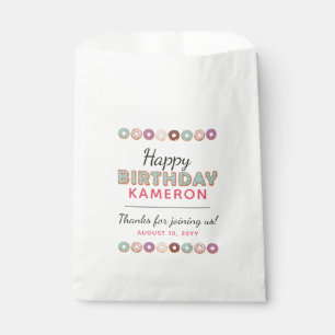 HAPPY BIRTHDAY Blue Iced Doughnuts Custom Name Par Favour Bags