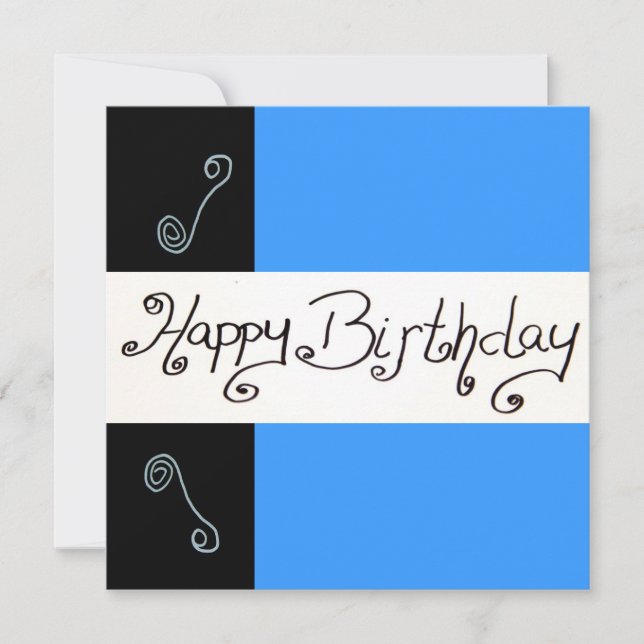 Happy birthday blue invitation (Front)