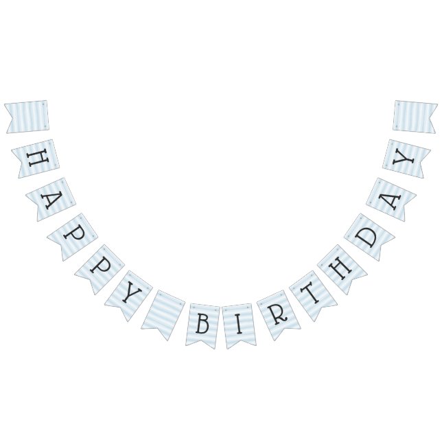 Happy Birthday Blue Irregular Stripes Bunting (All)