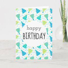 Happy Birthday Blue Party Hats Card