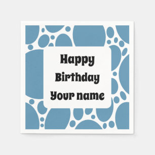 Happy birthday, blue pattern napkin