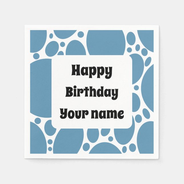 Happy birthday, blue pattern  napkin (Front)