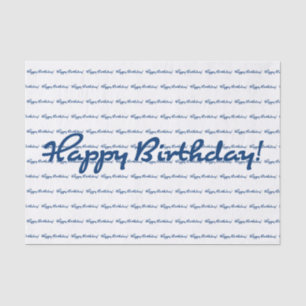 Happy Birthday! Blue Repeating Pattern Tissue Paper