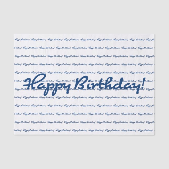 Happy Birthday! Blue Repeating Pattern Tissue Paper (Front)
