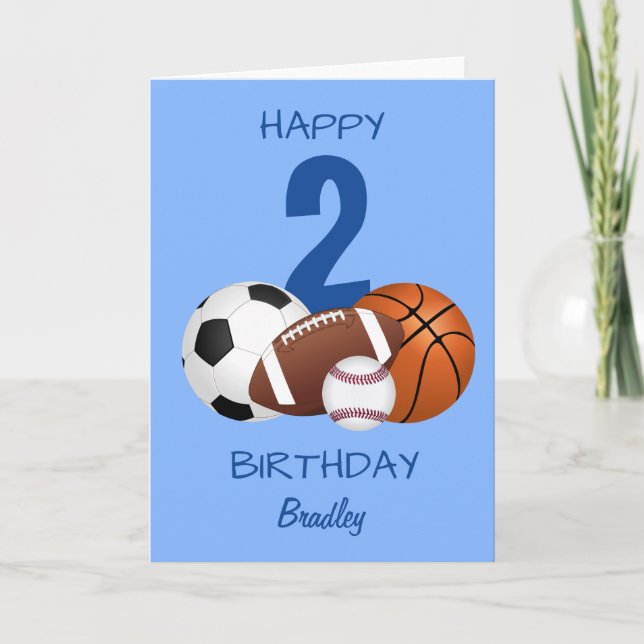 Happy Birthday Blue Sports Kids Card (Front)