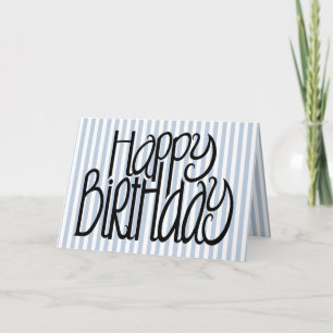 Happy Birthday Blue Stripes Card