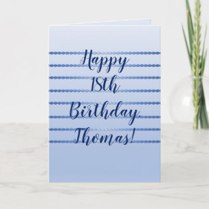 Happy Birthday Blue Stripes Folded Greeting Card
