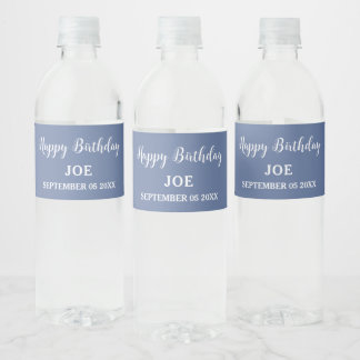 Happy Birthday Blue Water bottle labels