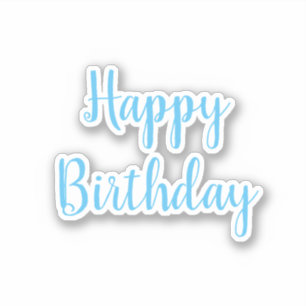 Happy Birthday Blue White Trendy Cool Simple