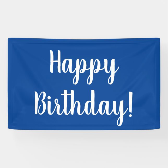 Happy Birthday Blue White Typography Banner (Horizontal)