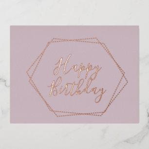 Happy Birthday Blush Frame Pink Foil Pressed Card