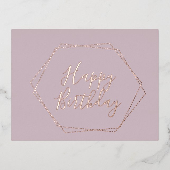 Happy Birthday Blush Frame Pink Foil Pressed Card (Front)