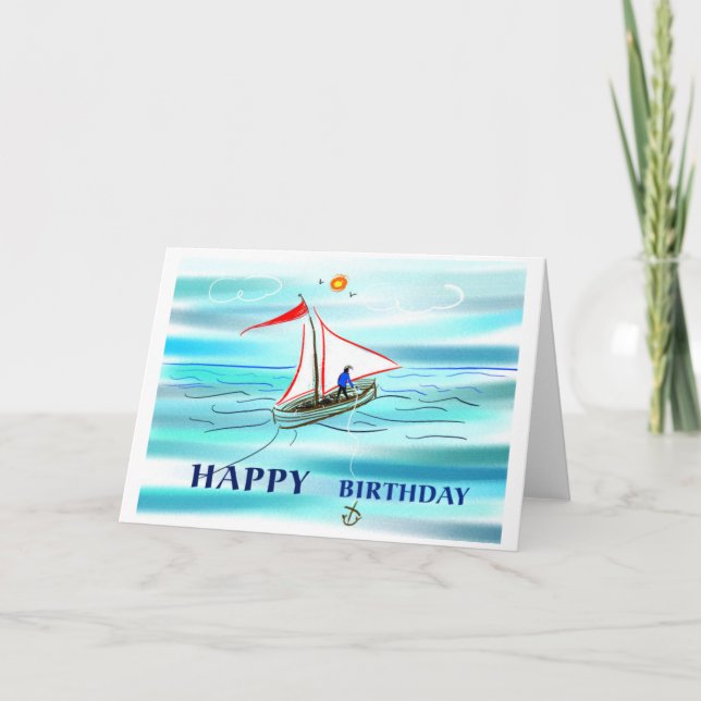 Happy Birthday - boating Card (Front)