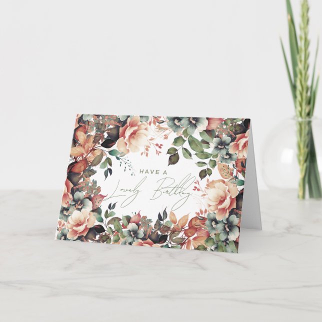 Happy Birthday Boho Garden Floral  Card (Front)