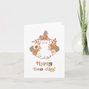 Happy Birthday Boho Halloween Ghost Greeting Card
