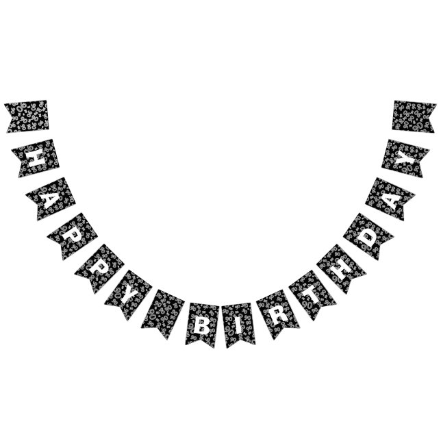 Happy Birthday Bold Black And White 90th Birthday Bunting (All)