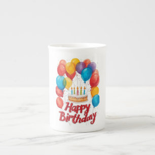Happy Birthday Bone China Mug