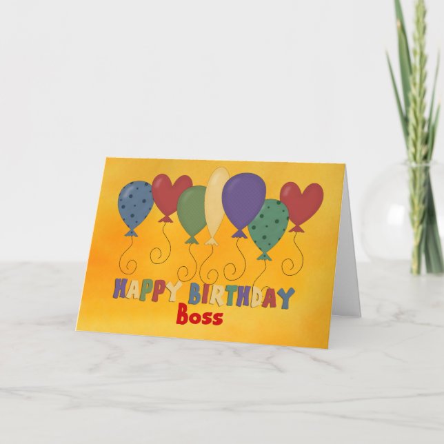 Happy Birthday Boss, Colourful Card (Front)