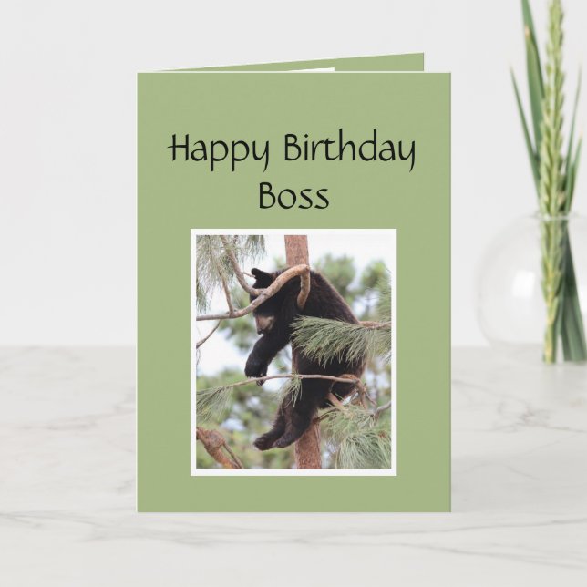 Happy Birthday Boss Funny Bear Animal Card (Front)