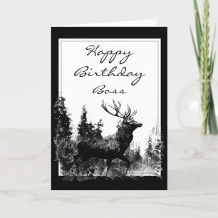 Happy Birthday Boss Vintage Stag, Deer Card