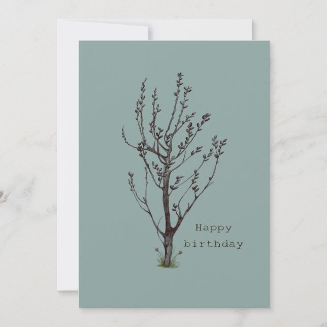 happy birthday botanical invitation (Front)