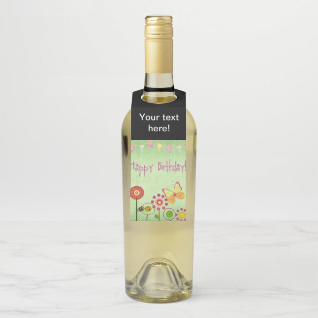 Happy Birthday Bottle Tag (On Bottle)