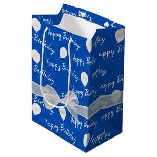 Happy Birthday Bow and Balloons  Medium Gift Bag